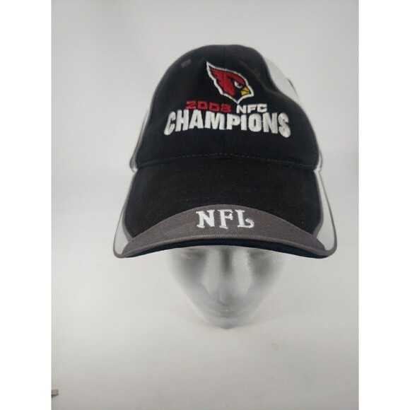 Arizona Cardinals NFC Champions 2008 Hat Adjustible Strap AZ Cards Black White - Picture 10 of 16